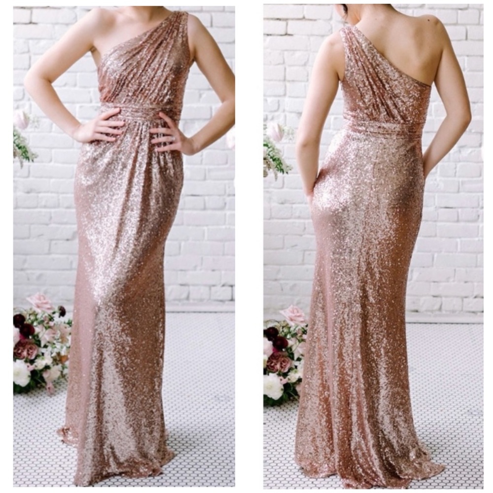 Revelry Starla Matte Rose Gold Sequin Dress 2